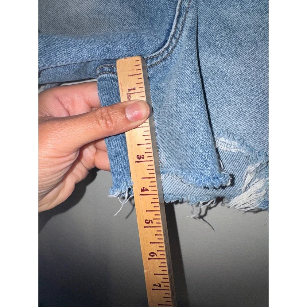 We The Free Distressed Denim Shorts Blue Cutoff Button Fly Size 29
